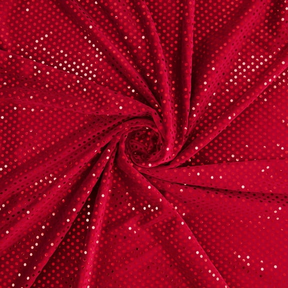 Zelouf Disco Dot Stretch Velvet, Sewing, DIY, Crafts Fabric by the Yard, 3Mm Red/red, 3 Yard