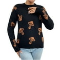 thumbnail image 2 of Guzom Womens Mushroom Print Fall Winter Long Sleeve Cowl Neck Casual Pullover Sweaters Black, 2 of 4