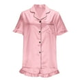 thumbnail image 7 of Ashirexll Pajamas for Women Set, Two Piece Sets for Women, Double Leaf Edge Imitation Silk Short Sleeve Top and Pant Home Set, 7 of 7