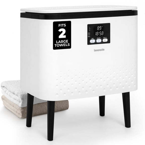 SereneLife Rectangular Towel Warmer Bucket – 20L Large Capacity Hot Towel Warmer with Stainless Steel Tub, One-Touch Operation & Auto Shut-Off, Fits 2 Towels or Blanket (Black)