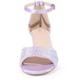 thumbnail image 3 of BLISSFUL STEP Women's Shoes Rhinestone Ankle Strap Kitten Heel Satin Sandals Purple 6, 3 of 3