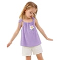 thumbnail image 2 of Baby Girl Outfits 2 Piece Floral Print Sleeveless Scoop Neck Vest Tops And Shorts Casual Wear Girls' Clothing Sets Purple 18 Months-24 Months, 2 of 4