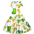 thumbnail image 1 of MKOSPLRT Robes d'Invité de Mariage pour Fille 5-14 Ans Robe de Cocktail Années 1950 Manches Courtes Imprimé Trèfle Robe Midi, 1 of 6