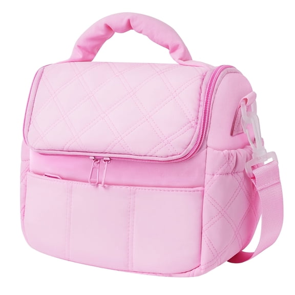 HonorHut Insulated Lunch Bag Large Capacity Lunch Tote with Straps Lightweight Leakproof Lunchbox Cooler Box Adults for Work Picnic Travel Pink