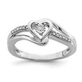 thumbnail image 6 of 925 Sterling Silver Rhodium Diamond Heart Ring Size 7, 6 of 6
