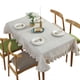 thumbnail image 5 of Mantel con volantes de color liso, rectangular, cuadrado, para mesa de comedor, para decoración de cocina, comedor y patio., 5 of 8
