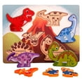 thumbnail image 1 of Rompecabezas de madera para el desarrollo del aprendizaje temprano, cognitivo, educativo, de animales de dibujos animados. Dinosaurio volcán, 1 of 9