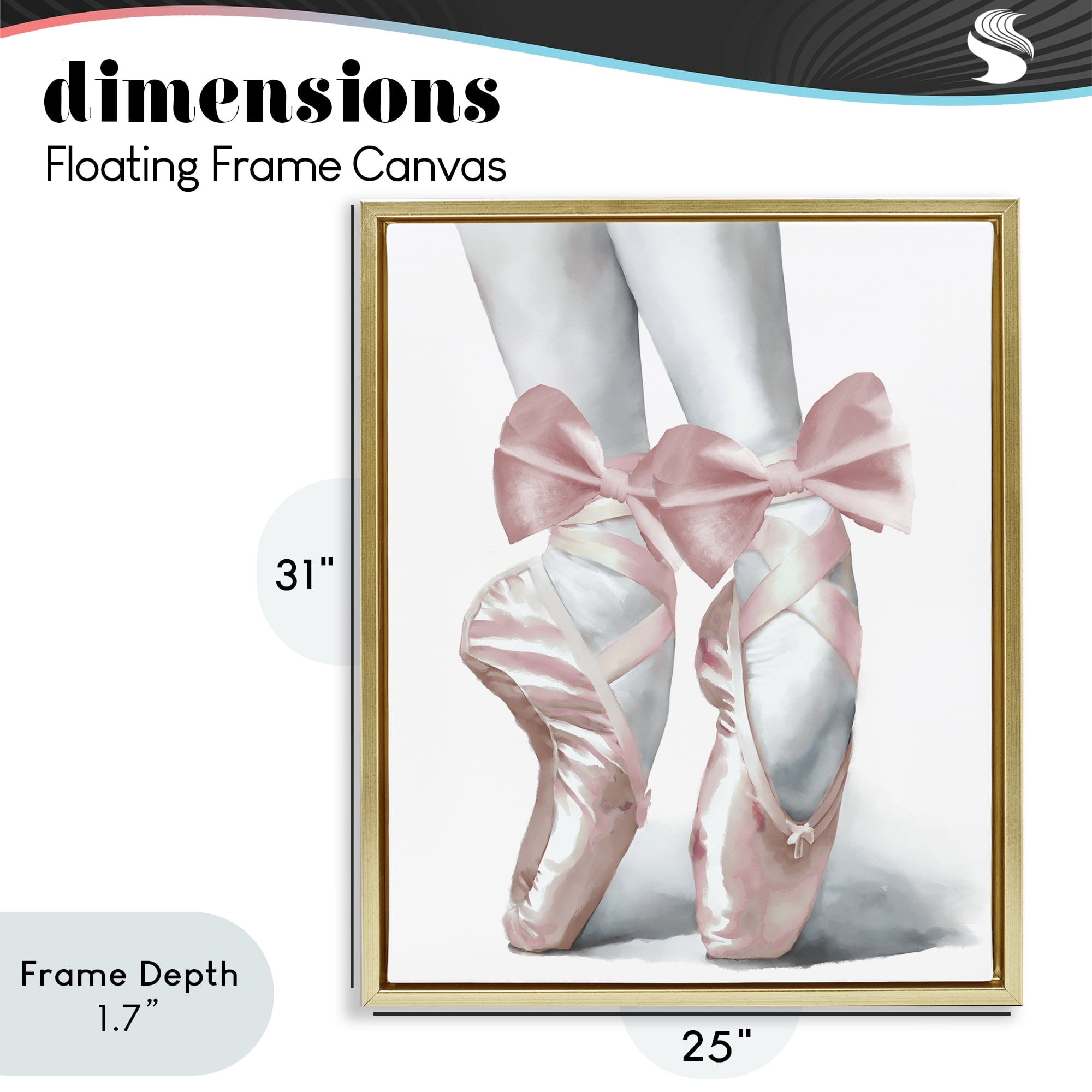 Stupell Industries Ballet Pointe Shoes Gold Framed Floater Canvas Wall Art, design by Elizabeth Medley