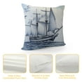 thumbnail image 4 of Creowell  Nautical Throw Pillow Cushion Cover, Vector Sketch Sailboat on Sea with Bird Retro Drawing Marine Theme Print, Decorative Square Pillow Case, Blue Black, 4 of 5