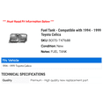 thumbnail image 2 of Fuel Tank - Compatible with 1994 - 1999 Toyota Celica 1995 1996 1997 1998, 2 of 2