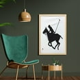 thumbnail image 2 of Sports Wall Art with Frame, Silhouette Illustration of Polo Player on a Horse Hitting a Ball Print, Printed Fabric Poster for Bathroom Living Room, 23" x 35", Charcoal Grey and White, by Ambesonne, 2 of 2