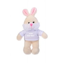 Made by Aliens Personalized Floppy Bunny with Tee Stuffed Animal Plush Toy-Custom Text on Shirt- Perfect Gift for Easter- Valentine Day- Birthday- 12 inches (White)