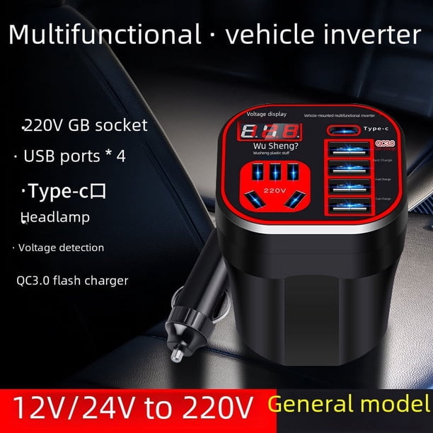 Inversor de coche 12V24V Universal a 220V Toma de corriente de coche Camión Convertidor inversor de carga inteligente