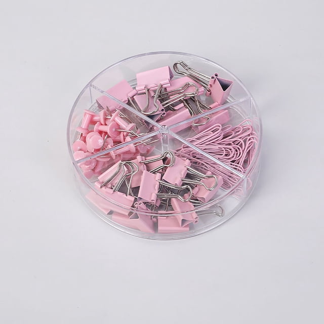 Sidaley 1 caja de Clips de carpeta, juego de grapas de chinchetas de metal para oficina, negocios, escuela, dormitorio, abrazadera de papel, suministros cartulina Rosado