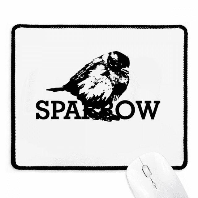 Sparrows Birds Animals Food Black White Mousepad Stitched Edge Mat Rubber Gang Pad
