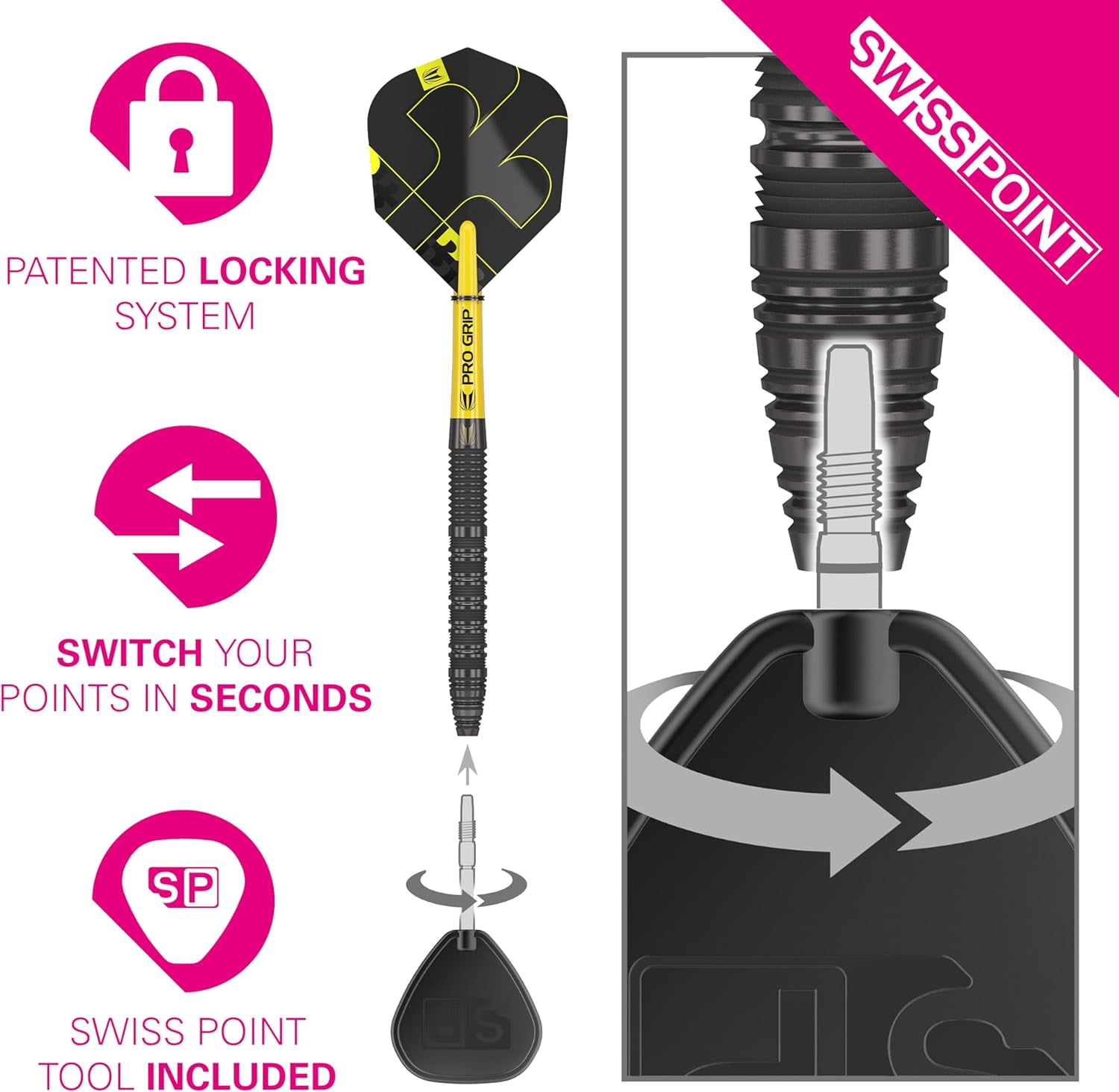 Target Darts Bolide Void 01 22G 90% Tungsten Swiss Point Steel Tip Darts Set