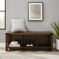 thumbnail image 2 of Rustic Farmhouse Entryway Storage Bench, Walnut, 2 of 9