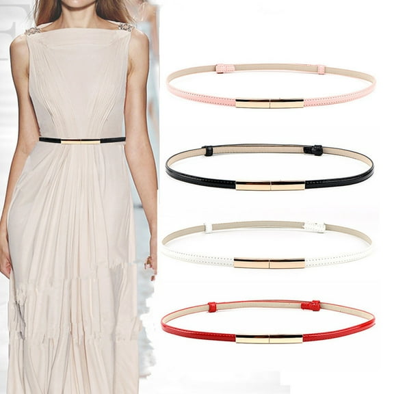 Eoperou Faux Leather Women Belt - Adjustable Thin Design Snap Button Waistband Decorative Dress Belt Garment Accessories