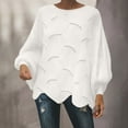 thumbnail image 2 of Women's Long Batwing Sleeve Sweater Solid Casual Oversized Crochet Knit Tops White M, 2 of 8