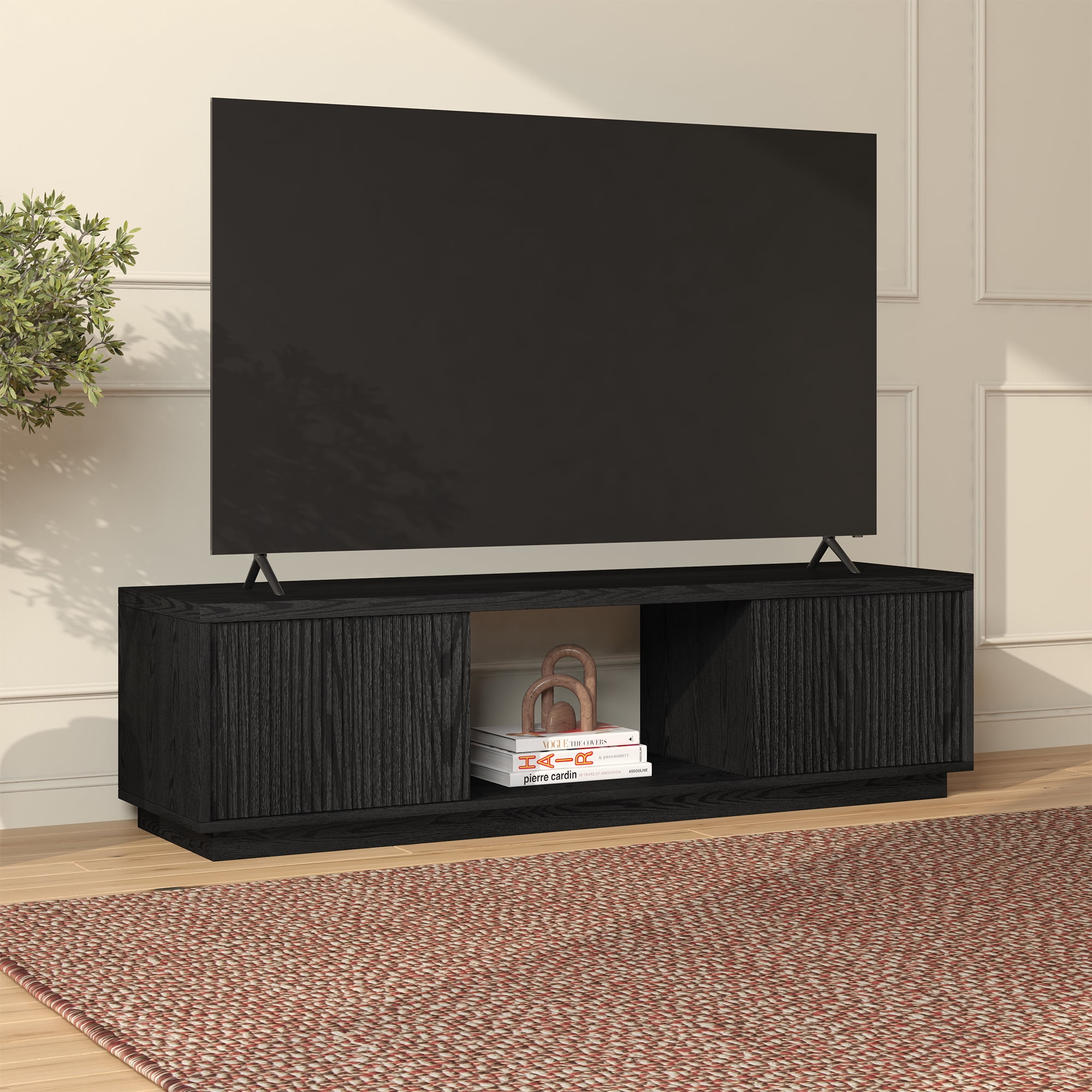 Dorian Rectangular TV Stand for TV's up to 65" in Black Grain
