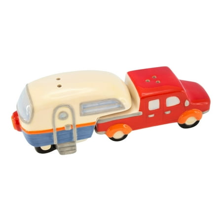 Truck Pulling Fifth Wheel Camper Camping RV Ceramic Salt and Pepper Shaker (Best Truck To Pull A 5th Wheel)