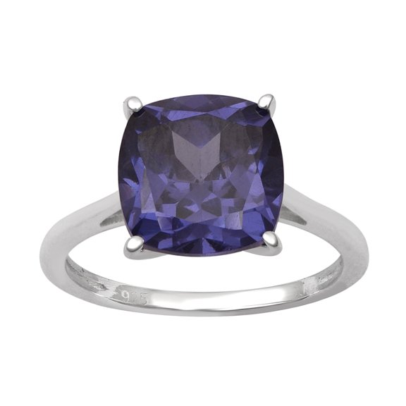 Mooneye 4.00 Ctw Cushion Shape Simulated Tanzanite 925 Sterling Silver Solitaire Wedding Ring