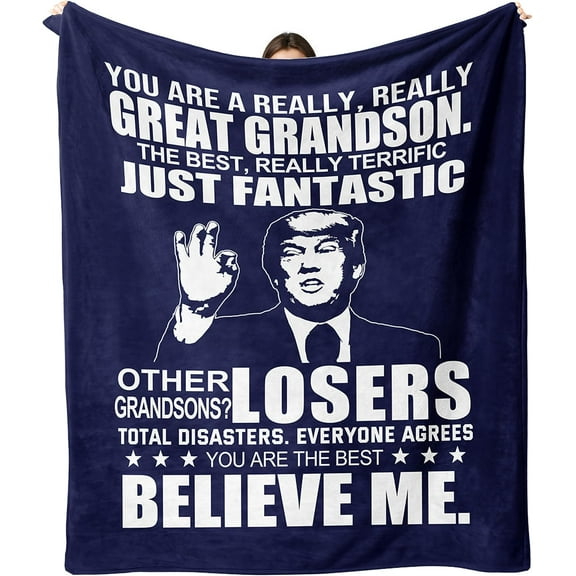 Gifts for Grandson, Grandson Gifts from Grandma Grandpa, Grandson Birthday Gifts, Grandson Blanket from Grandparents, Christmas Birthday Gifts for Grandson Throw Blanket 60"X50"