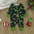 thumbnail image 4 of Bjutir Boys Girls Long Sleeve Christmas Cartoon Dinosaur Prints Pullover Romper Jumpsuit Clothes, 4 of 7
