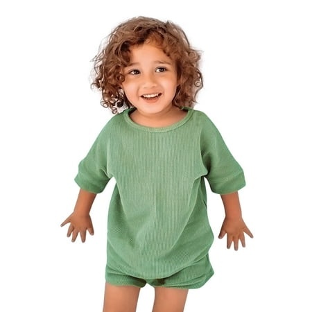 

Small Fresh Kids Baby Summer Beach Clothes Outfits Sets Toddler Infant Kids Boys Gilrs Sports Short Sleeves Top Shorts 2Pcs Outfit Set Clothes