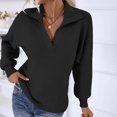 thumbnail image 6 of IROINNID Womens Sweater V-Neck Pullover Sweater Solid Color Leisure Mid-Length Long Sleeve Autumn and Winter Suit Collar Knit Sweater Lantern Sweater, 6 of 7