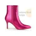 thumbnail image 3 of BLISSFUL STEP Mirror Leather Stiletto Heels Ankle Boots for Women Hot Pink 10, 3 of 6