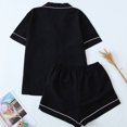 thumbnail image 4 of Women's Modern Pajama Set - Comfortable Short Sleeve Top & Elastic Waist Shorts, Lightweight Two-Piece Sleepwear,Black L, 4 of 4