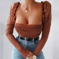 thumbnail image 5 of YFPWM 2022 Shirts for Women Business Casual Tops Bandana Tops Yoga Tops Dog Print Top Ruffled Tube Ruffle Tight Long Sleeve Mesh Tops, 5 of 7