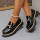 thumbnail image 4 of Xucatan Women's Chunky Loafers, Leather Slip-On Dress Shoes with Metal Chain, Comfortable Business Casual Shoes for Office Work & Dressy Occasions Gift, 4 of 8