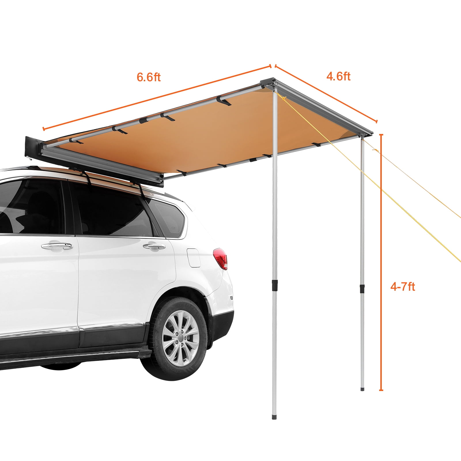 KFFKFF Vehicle Awning 6.6' x 8.2' Shade Coverage Car Side Awning PU3000 mm UV50+