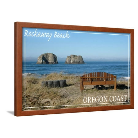 Rockaway Beach Oregon And Bench Framed Print Wall Rockaway Beach Oregon And Bench Framed Print Wall Art By Lantern Press