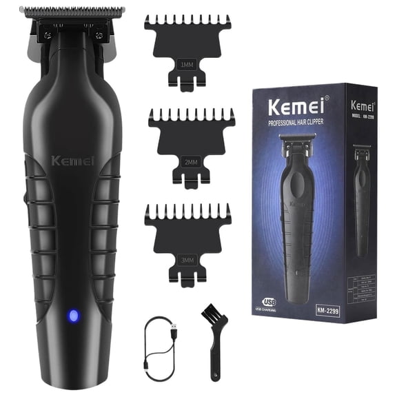 Kemei 2299 Barber Cordless Hair Trimmer 0mm Zero Gapped Carving Clipper Detailer Professional Electric Finish Cutting Machine