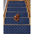 thumbnail image 2 of Stair Treads for Wooden Steps, Navy Blue Peel and Stick Stair Treads with Adhesive, Geometric Leaf Diamond Plaid Abstract Check Non Slip Indoor Stairs Runner Rugs Mats for Elders Dogs 8"x30"4PCS, 2 of 7