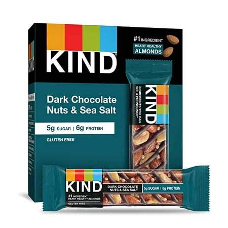 KIND Nut Bars Dark Chocolate Nuts and Sea Salt 1.4 Ounce 60 Count Gluten Free 5g Sugar 6g Protein