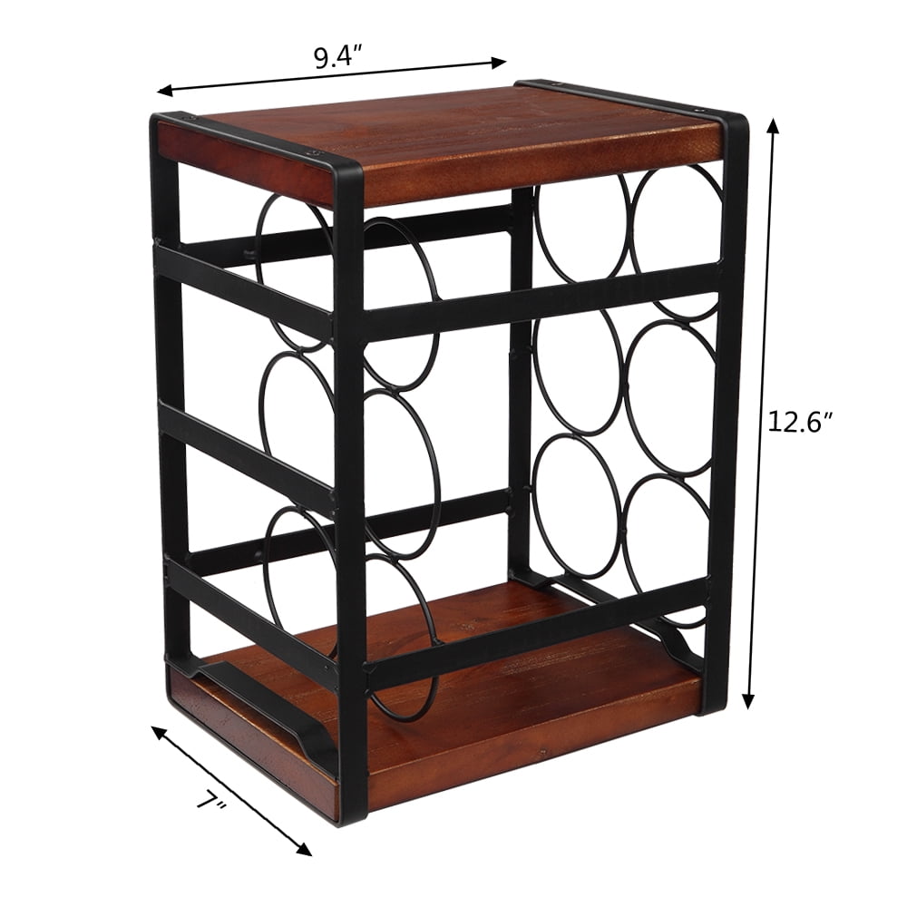 Kepooman Wine Holder, 6 Bottles Rustic Wood Wine Rack, Free Standing Countertop Wine Racks Storage Kepooman Wine Holder, 6 Bottles Rustic Wood Wine Rack, Free Standing Countertop Wine Racks Storage