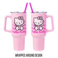 thumbnail image 2 of Silver Buffalo Sanrio Hello Kitty - Vaso de acero inoxidable con asa y pajita, cabe en portavasos estándar, 40 onzas, 2 of 5