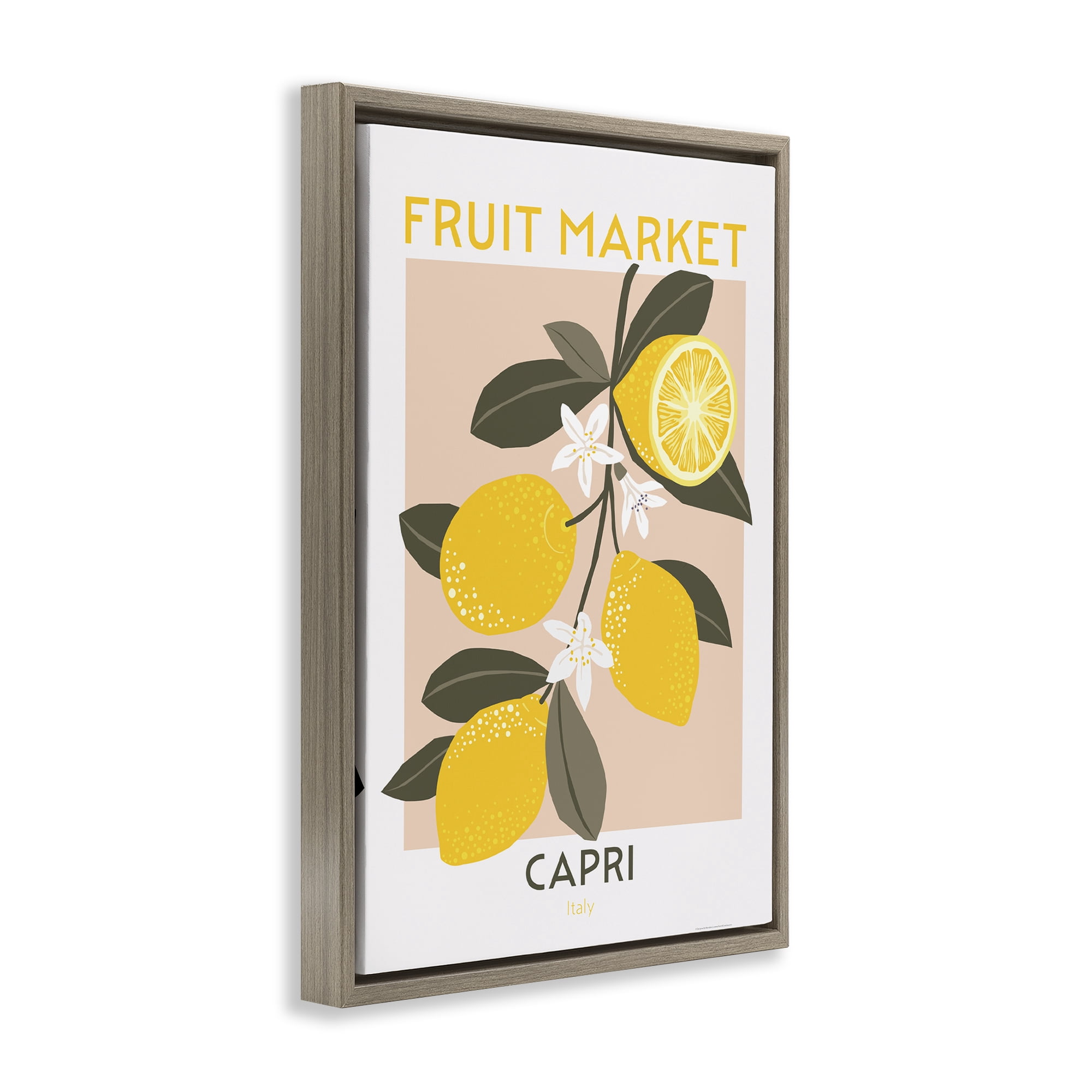 Stupell Industries Fruit Market Lemon Branch Food & Beverage Painting Brown Floater Framed Canvas Art Print Wall Art, 17 x 25
