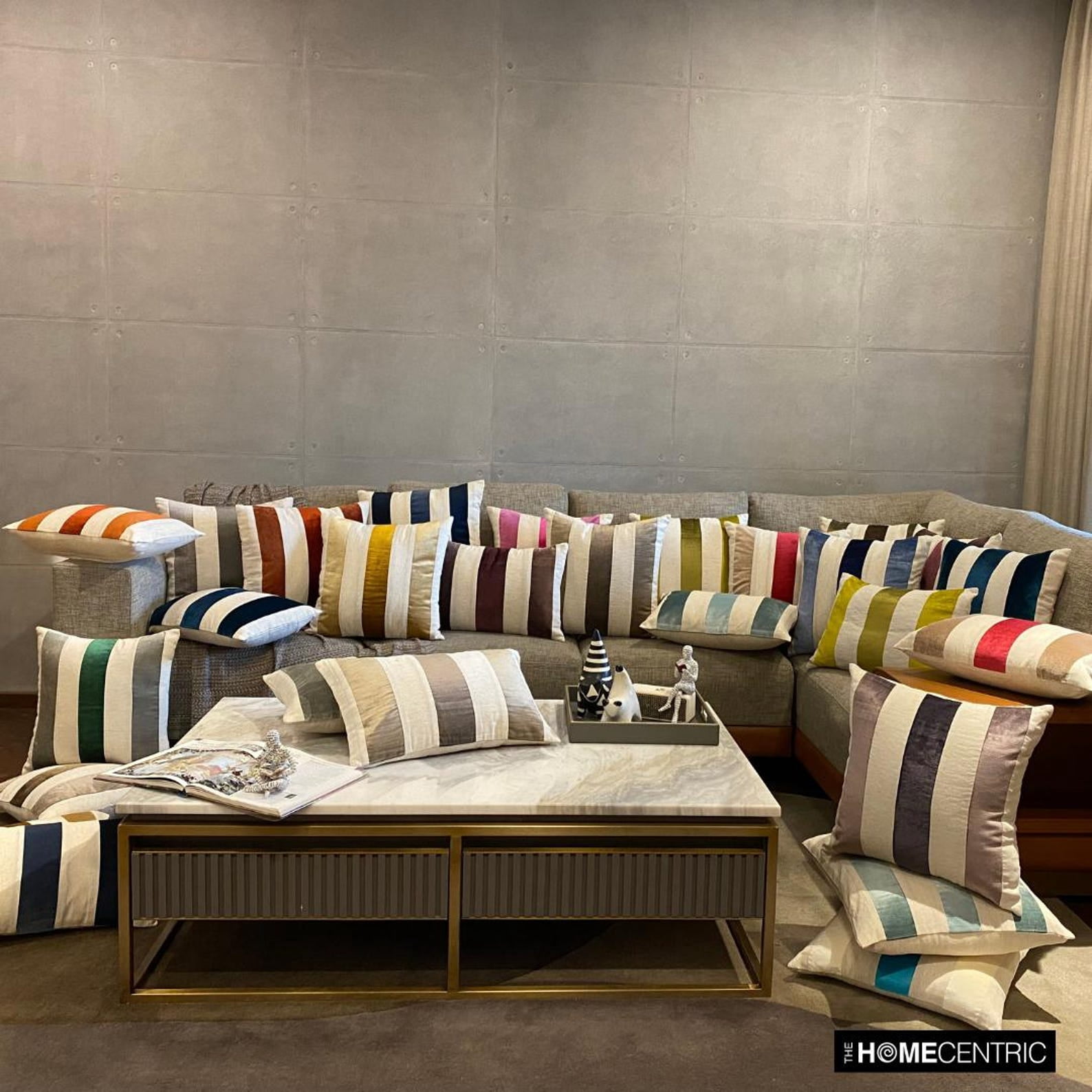 The HomeCentric Decorative Beige Pack of 2, 12"x14" (30x35 cm) Lumbar Pillow Cover, Velvet & Linen Patchwork Oblong Pillow, Striped Pattern Modern Style - Swathe Beige