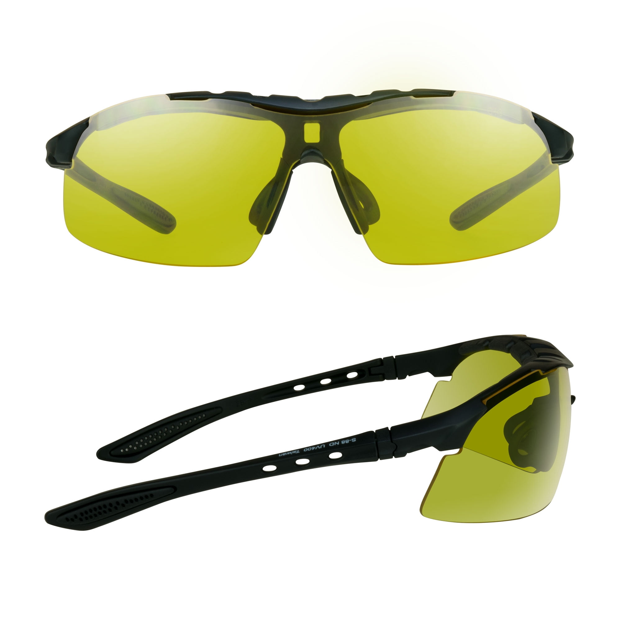 Safety Glasses Yellow Lens Foam Cushion Large Fit Night Riding Driving Vision Blocks Wind & Debris
