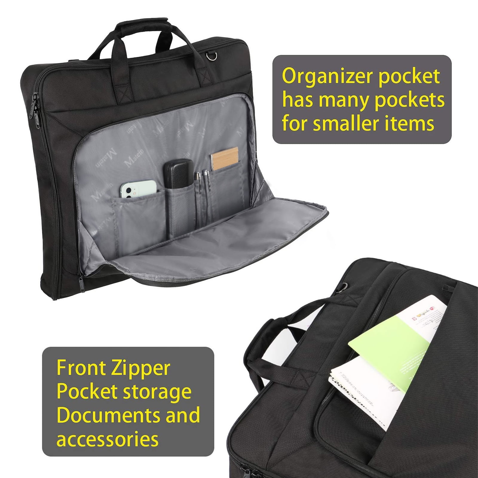 Matein Large Carry on Garment Bags for Travel, Water Resistant Hanging Suit Bag for Men Women