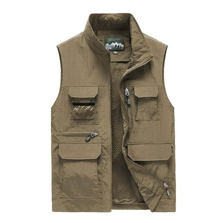 WMTBSRSW WMTBSRSW Mens Fishing Vest Utility Travel Vest with Pockets Outdoor Work Photo Cargo Summer Vest