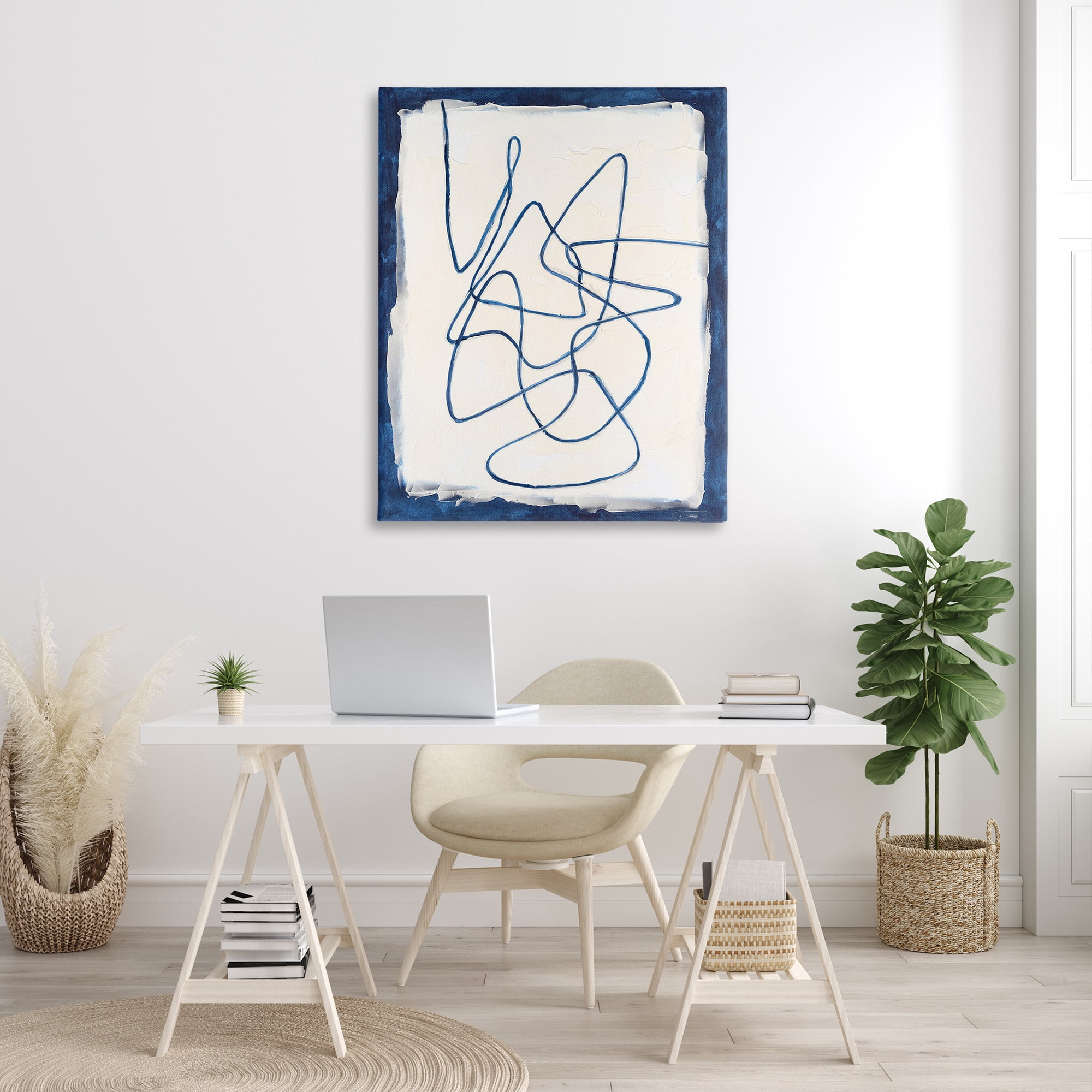 Stupell Industries Continuous Line Doodle Abstract Painting Gallery Wrapped Canvas Art Print Wall Art, 36 x 48