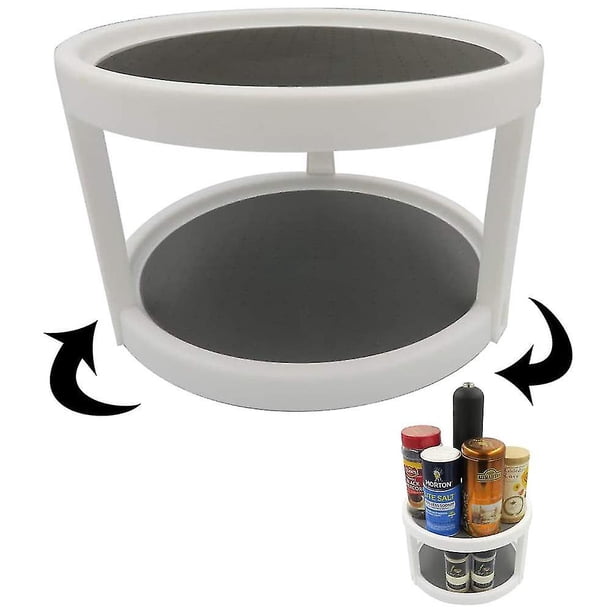 Organizador de gabinete giratorio perezoso antideslizante de 2 niveles: estante de especias giratorio de 360 grados de 2 niveles para cocina, encimera, soporte de exhibición de tocador