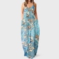 thumbnail image 2 of Vestido largo de playa ajustado con estampado Floral a rayas sin mangas con cuello en V y cintura media a la moda para mujer Pompotops  ghjkhdj8351, 2 of 5