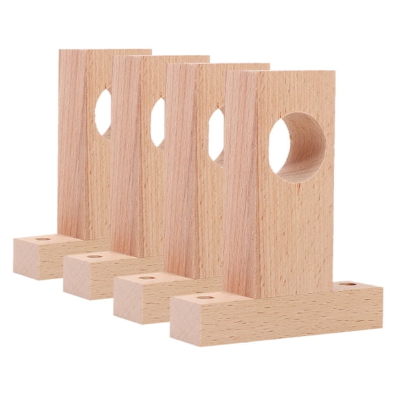 Toyvian 4-Pack Beige Wooden Rod Holders for Home Organization, Multifunctional Storage, Simple Design, Practical and